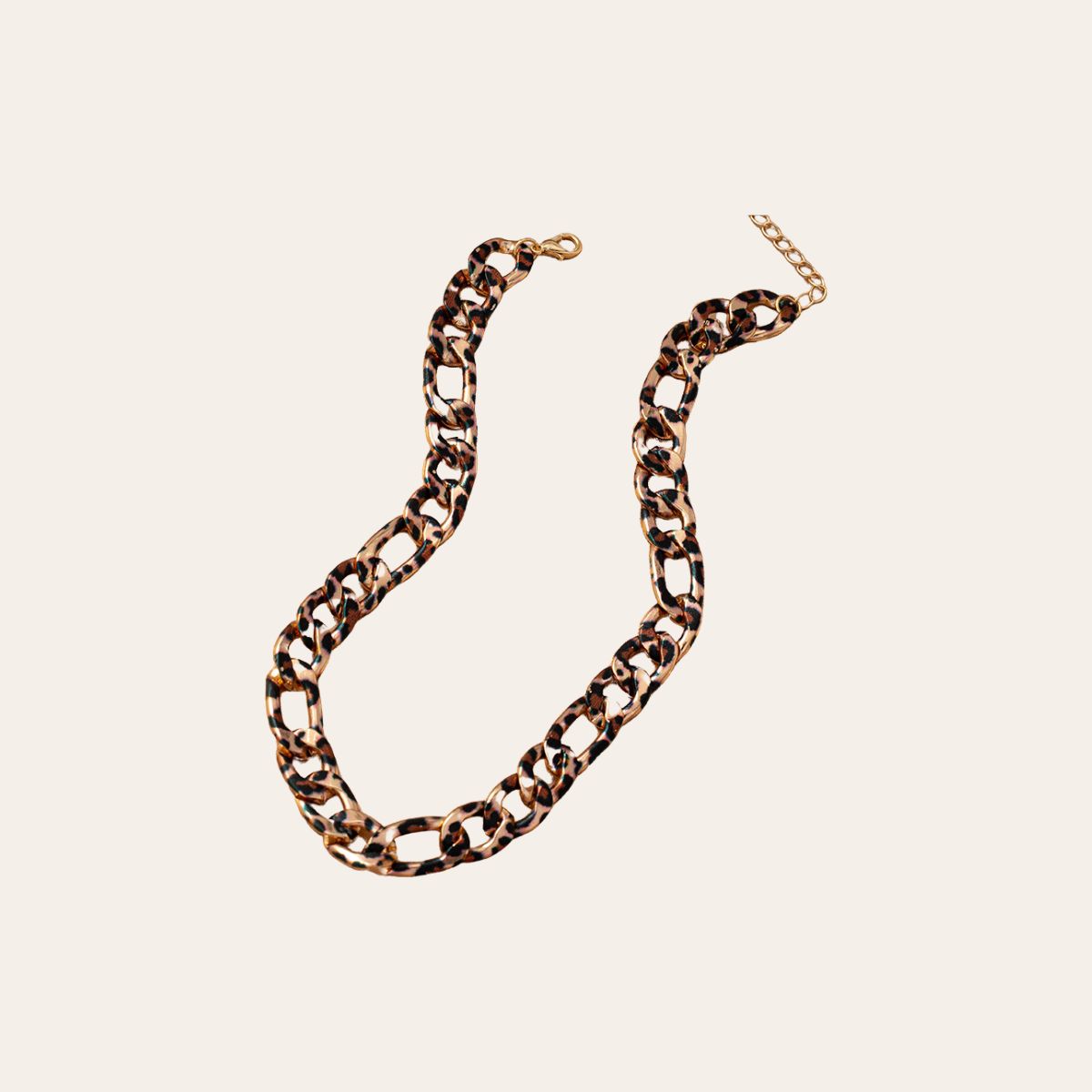 Trendy Leopard Print Chunky Chain Choker - Fashionable Short Necklace